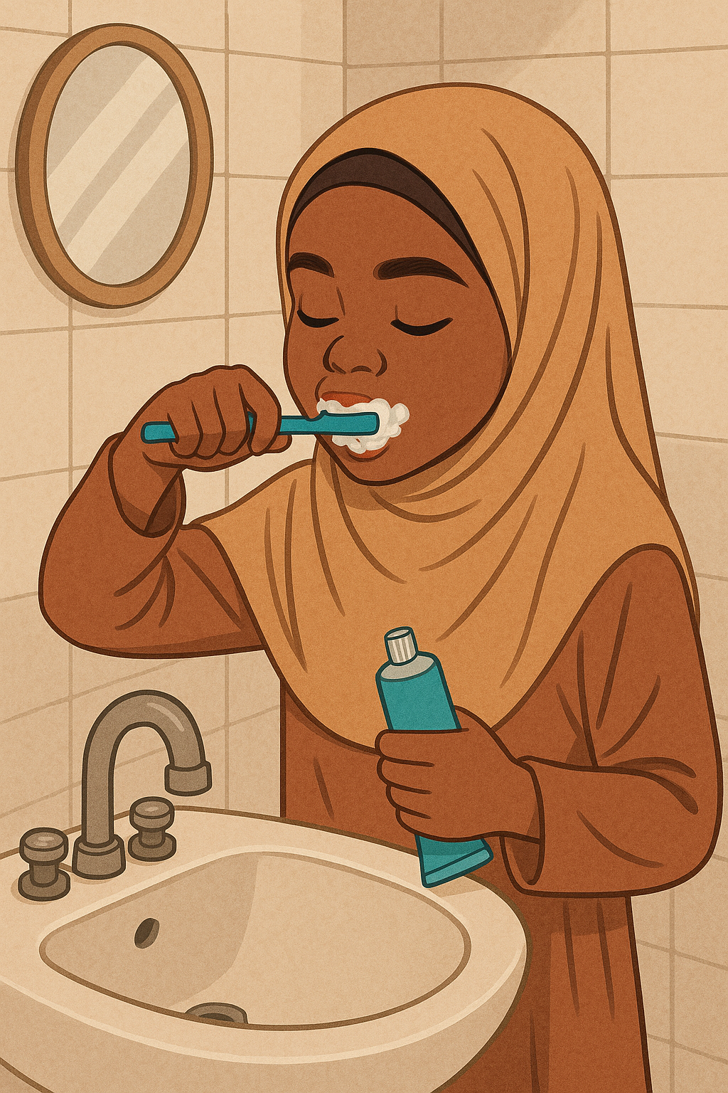 Child brushing teeth
